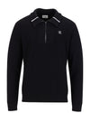 Men's wool 100% zip-up windproof knit - Black