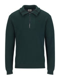 Men's wool 100% zip-up windproof knit - Dark Green