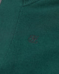 Men's wool 100% zip-up windproof knit - Dark Green