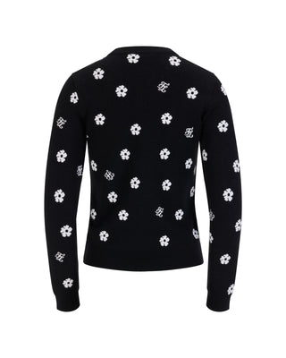 Flower Point Jacquard Knit - Black