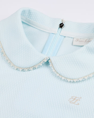 Beaded round collar T-shirt - Mint