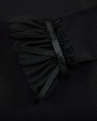 Frill sleeve high neck t-shirt - Black