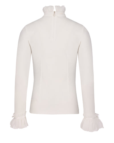 Frill sleeve high neck t-shirt - Ivory