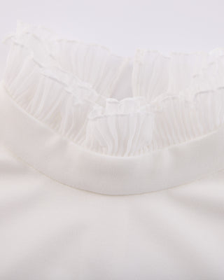 Frill sleeve high neck t-shirt - Ivory