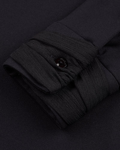 Double chiffon ribbon collar T-shirt - Black