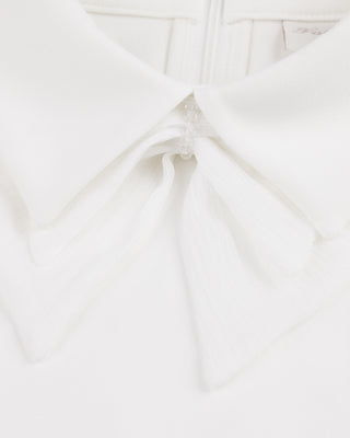 Double chiffon ribbon collar T-shirt - Ivory