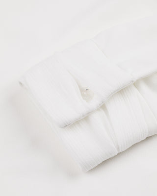 Double chiffon ribbon collar T-shirt - Ivory