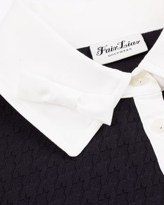 Houndstooth jacquard collar T-shirt - Black