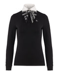 Pearl collar t-shirt with scarf - Black