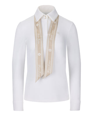 Pearl collar t-shirt with scarf - Ivory