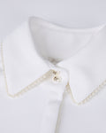 Pearl collar t-shirt with scarf - Ivory