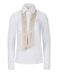 Pearl collar t-shirt with scarf - Ivory