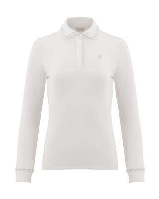 Tweed color scheme collar T-shirt - Cream