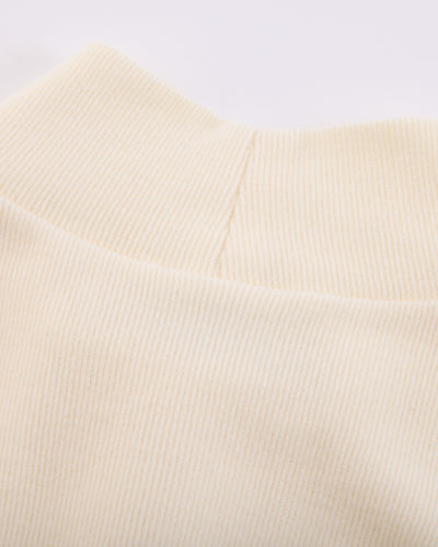 Fleeced high neck t-shirt - Cream