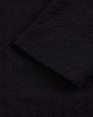 Houndstooth Jacquard High Neck T-Shirt - Black