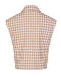 Houndstooth Checkered Quilted Vest - Beige