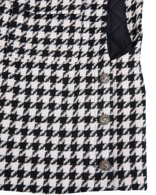 Houndstooth Checkered Quilted Vest - Black