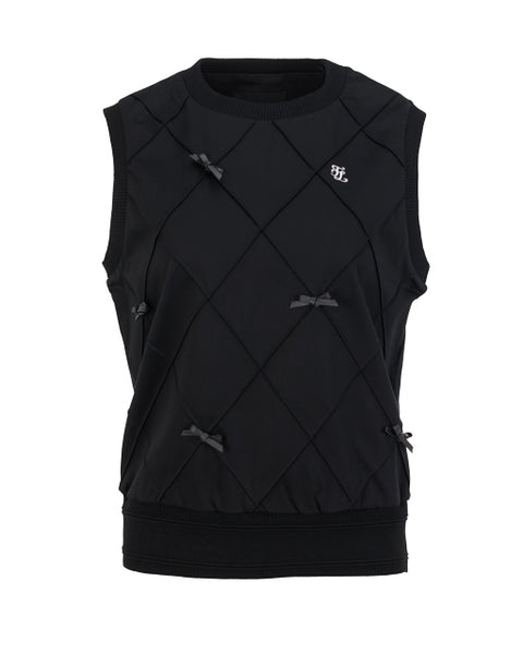 Ribbon Detailed Windproof Vest - Black