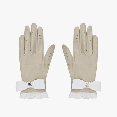 Lambskin Ribbon Gloves (Beige)