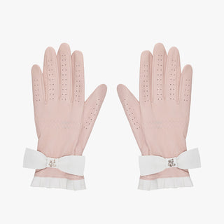 Lambskin Ribbon Gloves (Pink)