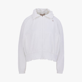 Ruffled Hem Zipup Jumper (White)