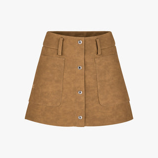 Suede Bonded Skirt (Brown)