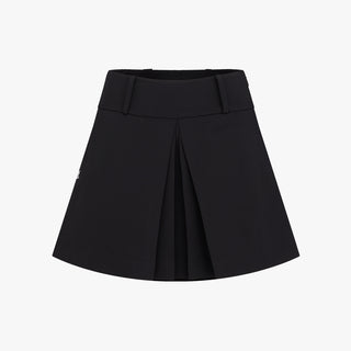 Front Pleats A-line Skirt (Black)