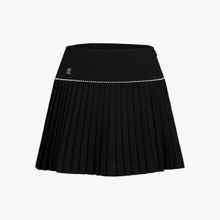 [FL Sig] Pearl Flared Pleats Skirt (Black)