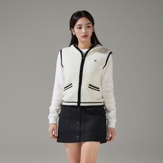 Double Button Windproof Knit Vest (Ivory)