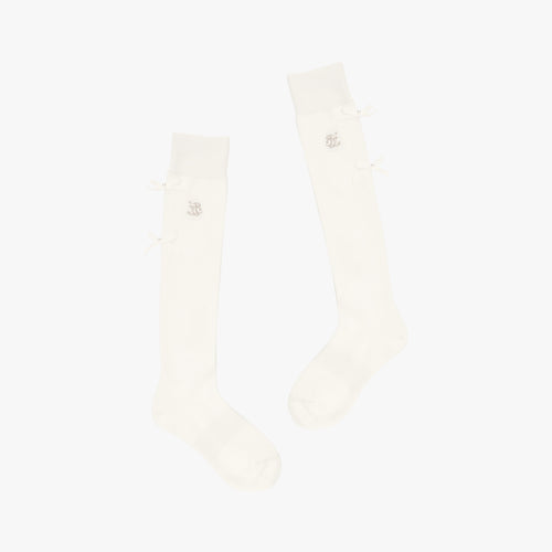 Velvet Ribbon Knee-socks (Ivory)