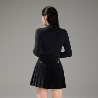 Flat Collar Open Pointed Knit (Black)