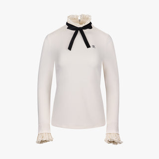Velvet Detachable Ribbon Tshrit (Ivory)