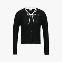 Ruffled V-Neck Cardigan (Black)
