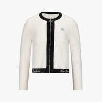 Ribbon Zipper Cardigan (Ivory)
