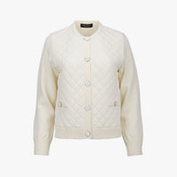 [MADE IN JAPAN] Quilted Jacquard Cardigan (Cream)
