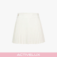 Pique Back Logo Pleated Skirt (White)