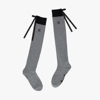Ribbon Accent Knee-High Socks (Charcoal Grey)