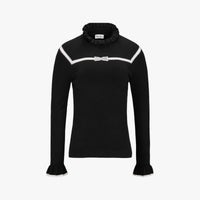 [MADE IN JAPAN] Ribbon Frill High Neck Knit (Black)