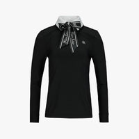 Contrast Collar Scarf T-Shirt (Black)