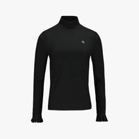 Sleeve Frill High Neck T-Shirt (Black)