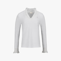 Ruffled V-Neck T-Shirt (Ivory)