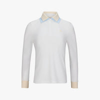Double-Color Collar Long-Sleeve T-Shirt (Ivory)