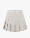 Belt Set Asymmetrical Pleated Skirt - Beige