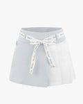 Belt Set Asymmetrical Pleated Skirt - Grey