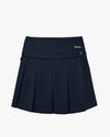 Logo String Point Pleated Skirt  - Navy