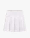 Logo String Point Pleated Skirt  - White