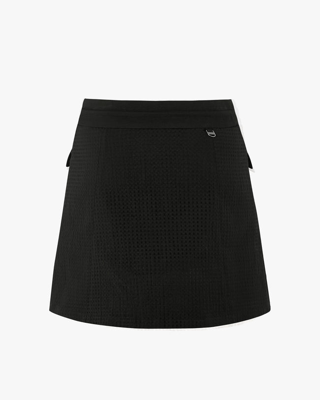 Mesh High Waist Skirt  - Black