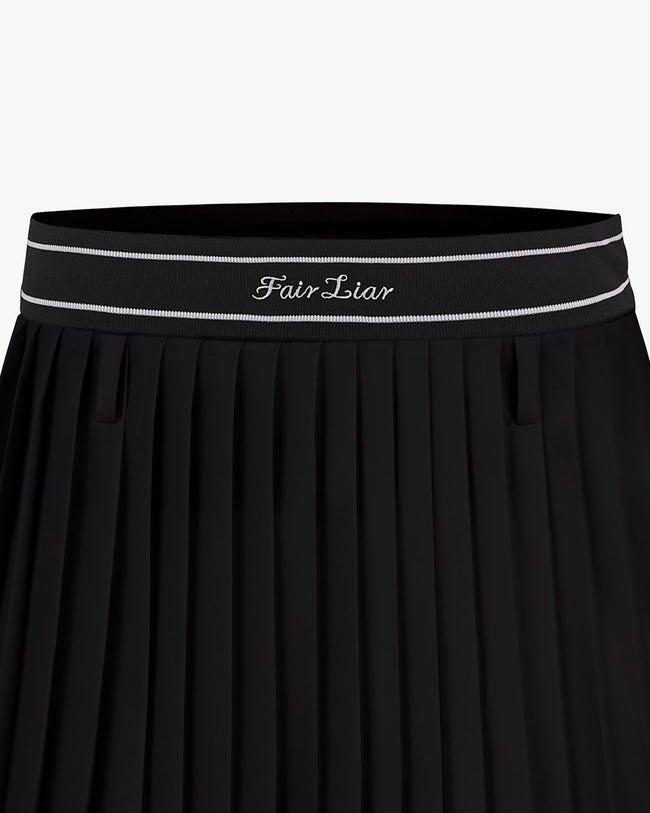 High waisted pleated skirt with belt - Black