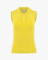 Wave Collar Half Zip-Up Sleeveless Knit - Yellow