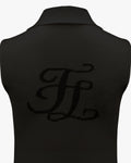 Wide collar sleeveless knit top - Black